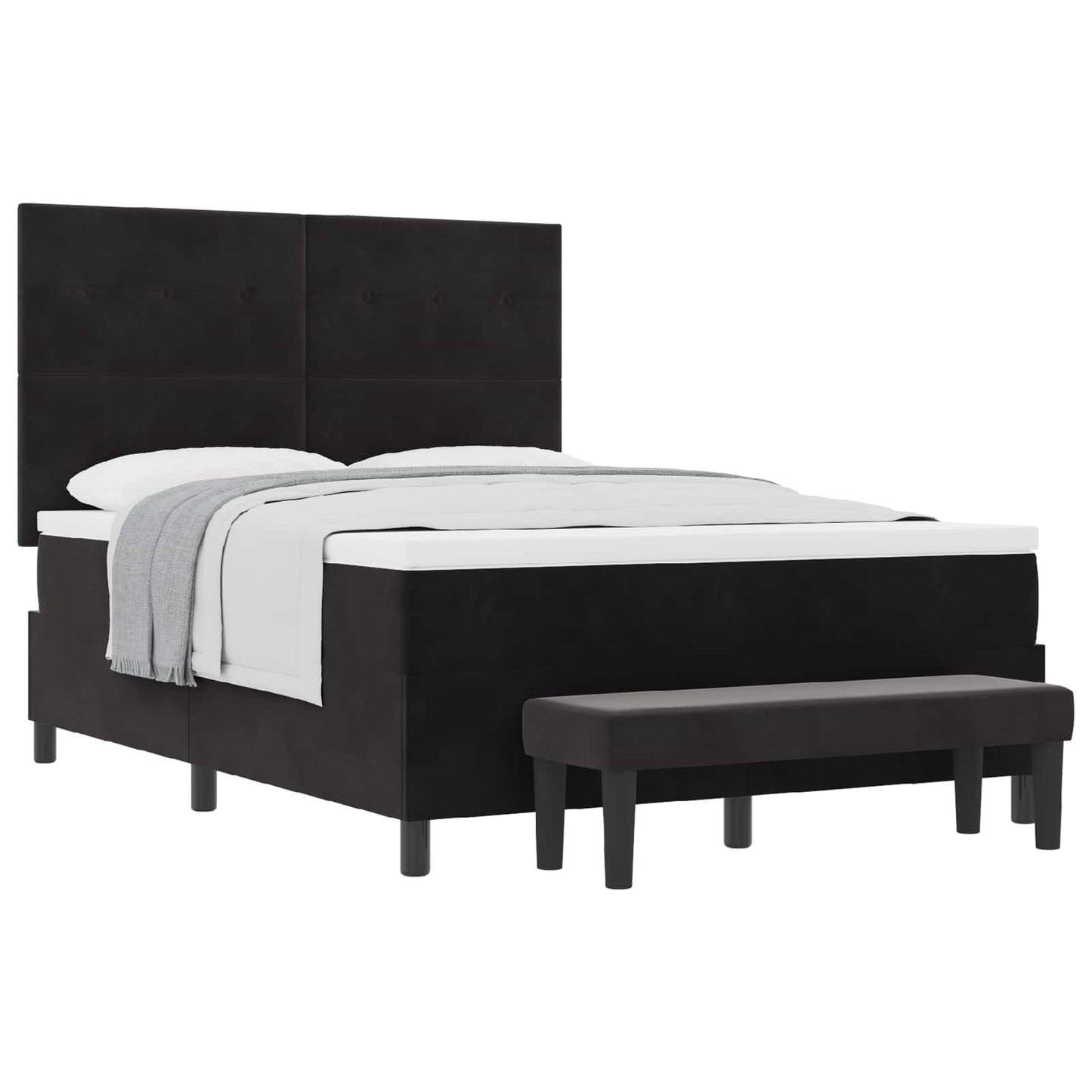 Letto a molle con cuscino Nero 200 x 140 cm Velluto | homemem39