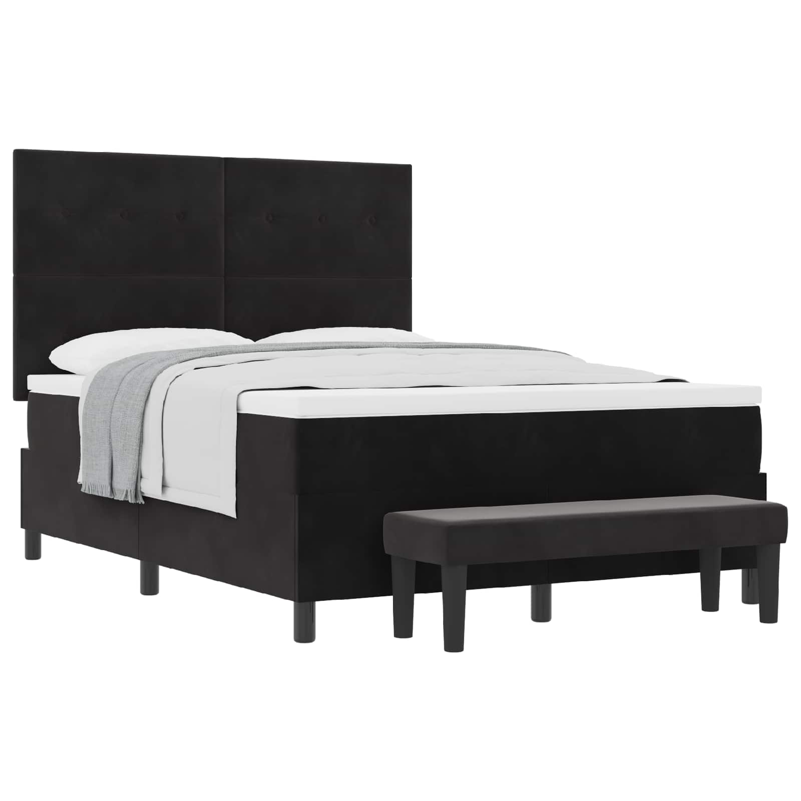 Letto a molle con cuscino Nero 200 x 140 cm Velluto | homemem39