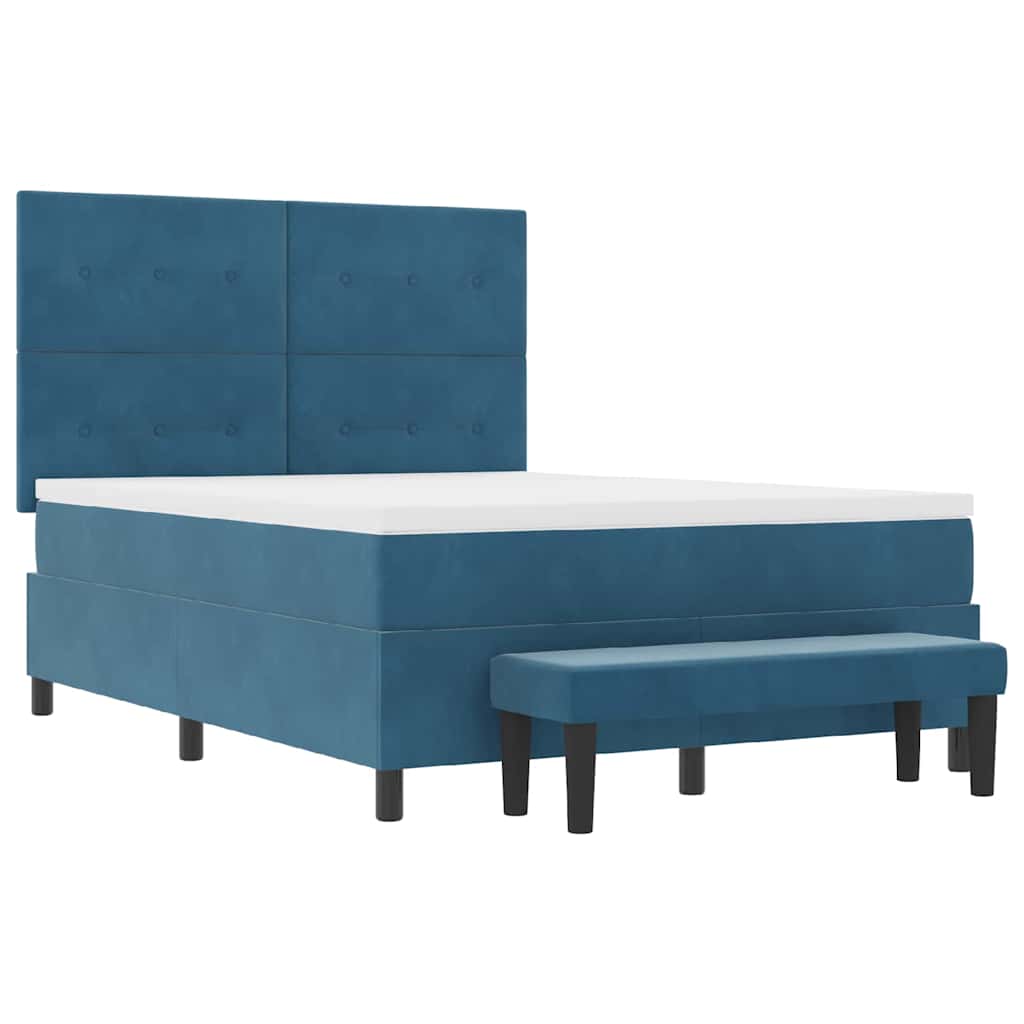 Letto a molle con testiera Blu scuro 200 x 140 cm Velluto | homemem39