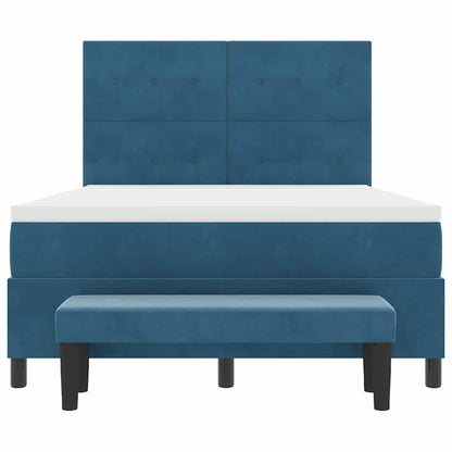 Letto a molle con testiera Blu scuro 200 x 140 cm Velluto | homemem39