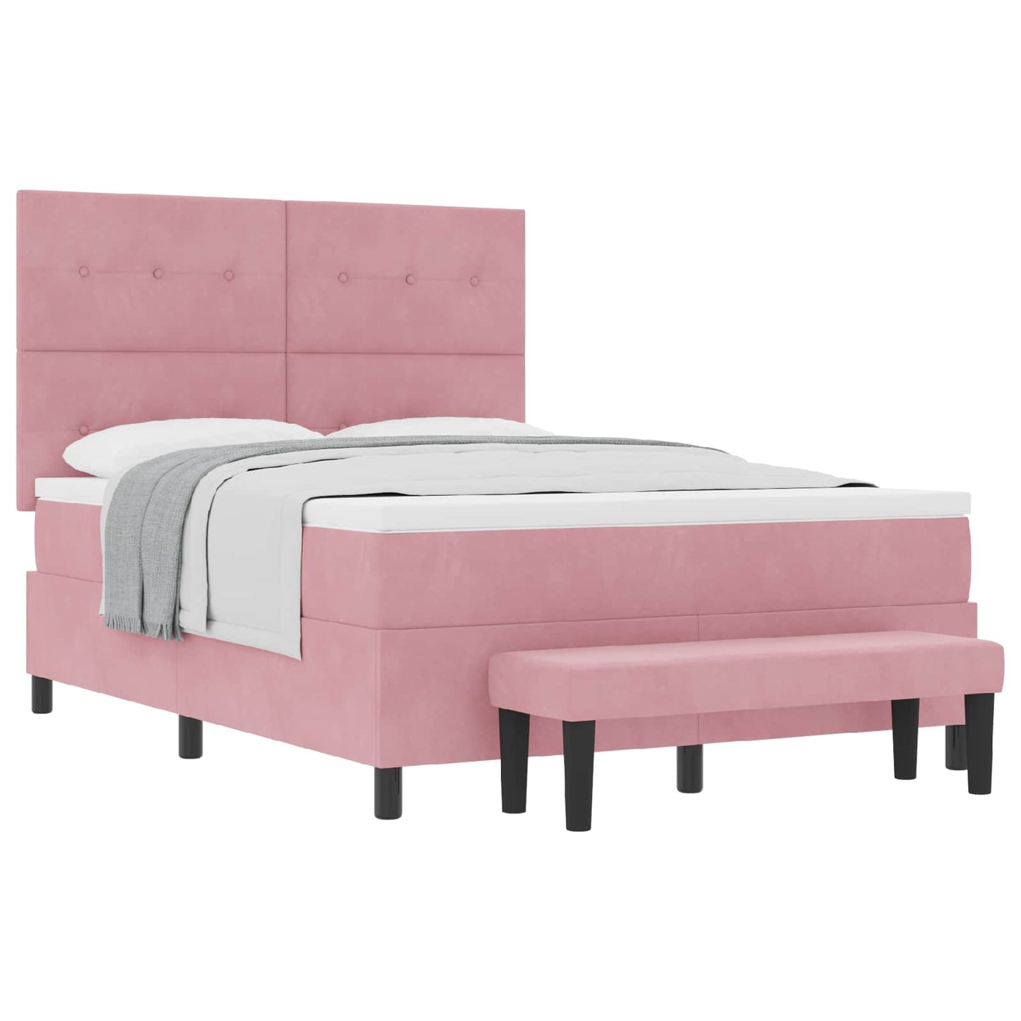 Letto a molle con cuscino Rosa 200 x 140 cm Velluto | homemem39