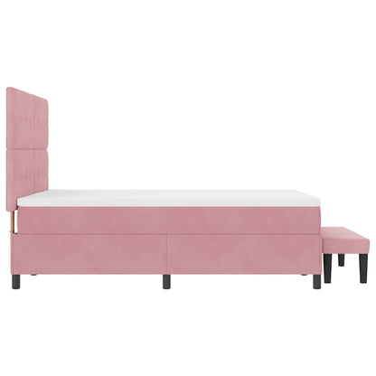 Letto a molle con cuscino Rosa 200 x 140 cm Velluto | homemem39