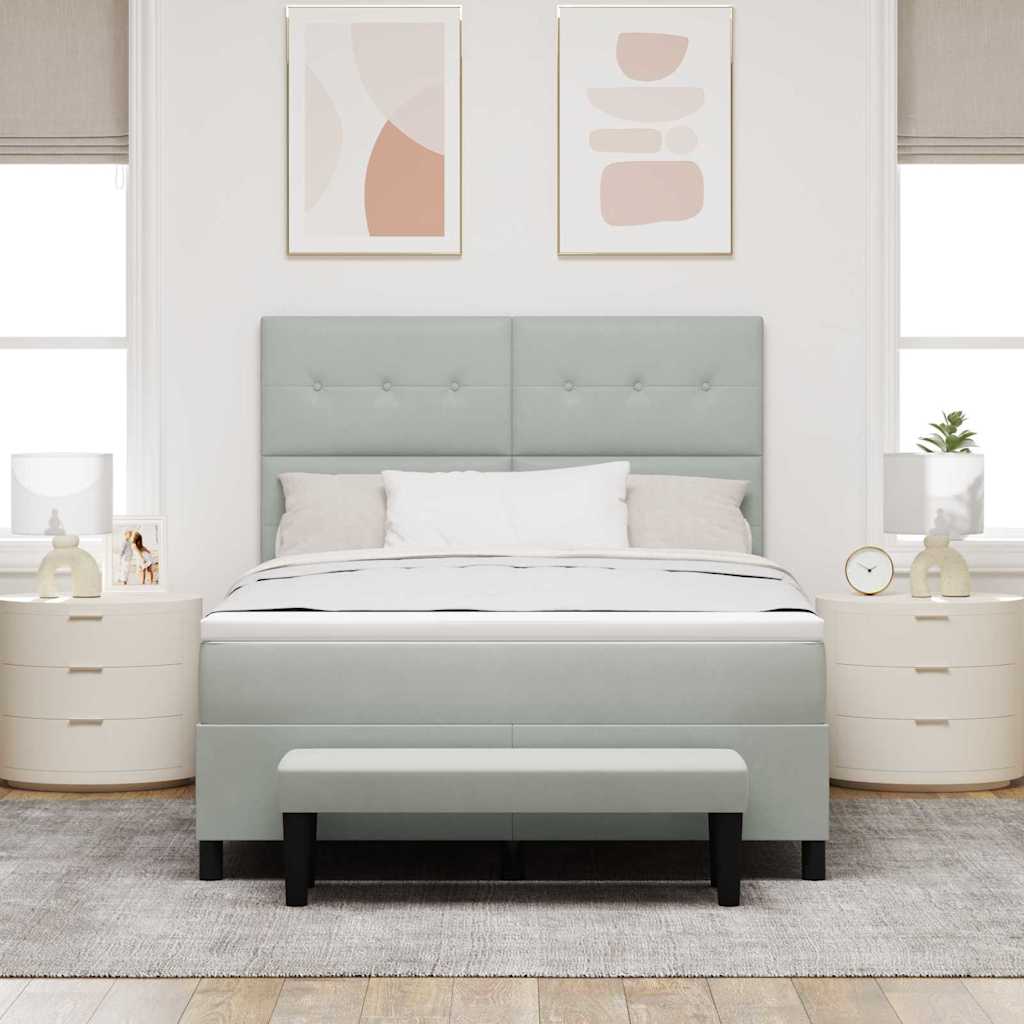 Letto a molle con materasso Grigio chiaro 160 x 200 cm Velluto - homemem39