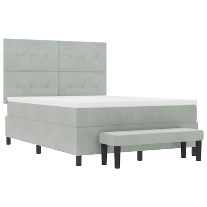 Letto a molle con materasso Grigio chiaro 160 x 200 cm Velluto - homemem39