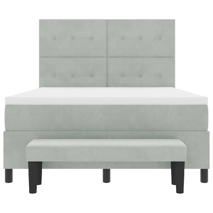 Letto a molle con materasso Grigio chiaro 160 x 200 cm Velluto - homemem39
