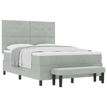 Letto a molle con materasso Grigio chiaro 160 x 200 cm Velluto - homemem39
