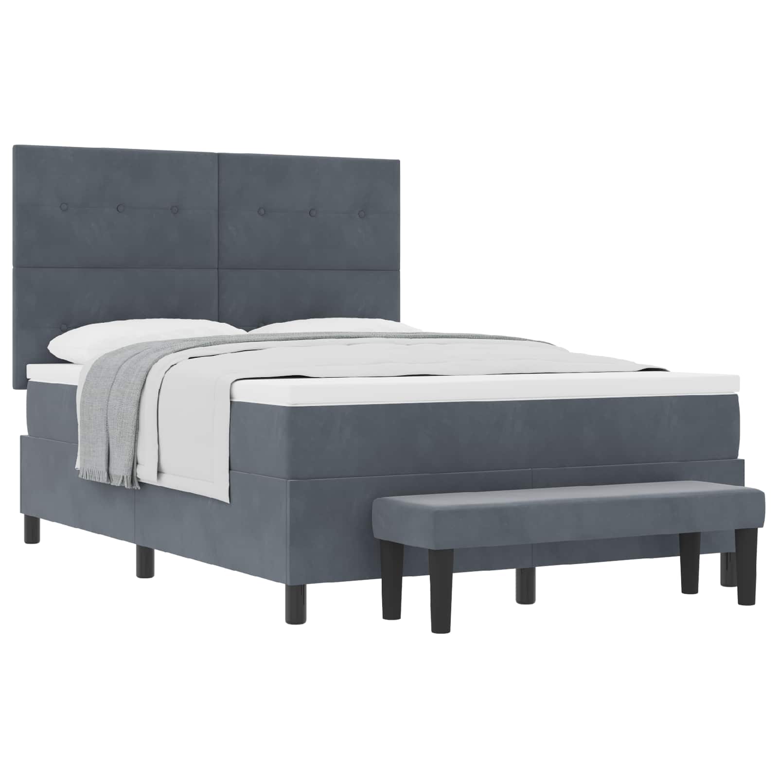 Letto a molle con cuscino Grigio scuro 200 x 160 cm Velluto | homemem39