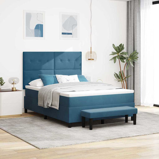 Letto a molle con testiera Blu scuro 200 x 160 cm Velluto | homemem39