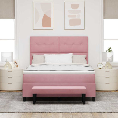 Letto a molle con testiera Rosa 200 x 160 cm Velluto | homemem39