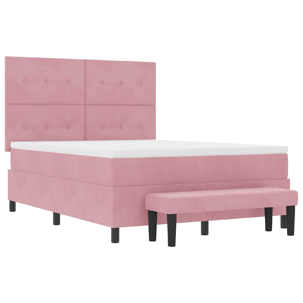 Letto a molle con testiera Rosa 200 x 160 cm Velluto | homemem39