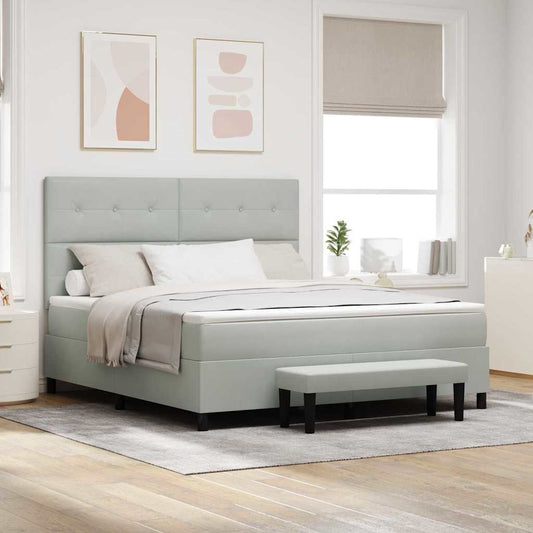 Letto a molle con testiera Grigio chiaro 200 x 180 cm Velluto | homemem39