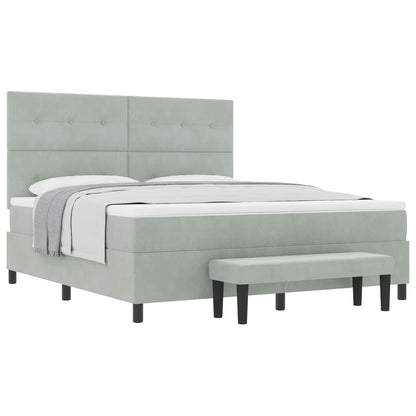 Letto a molle con materasso Grigio chiaro 180 x 200 cm Velluto