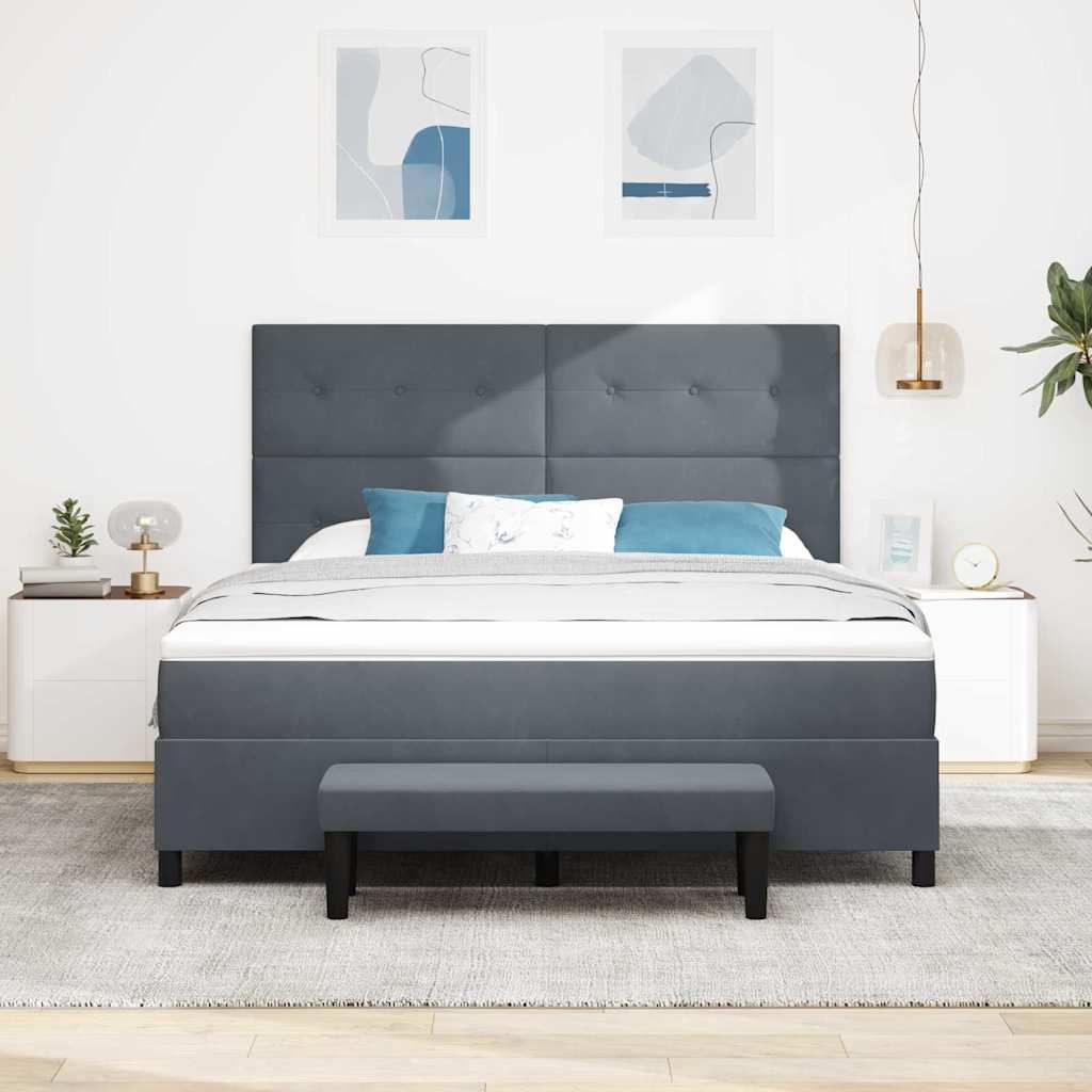 Letto a molle con testiera Grigio scuro 200 x 180 cm Velluto | homemem39