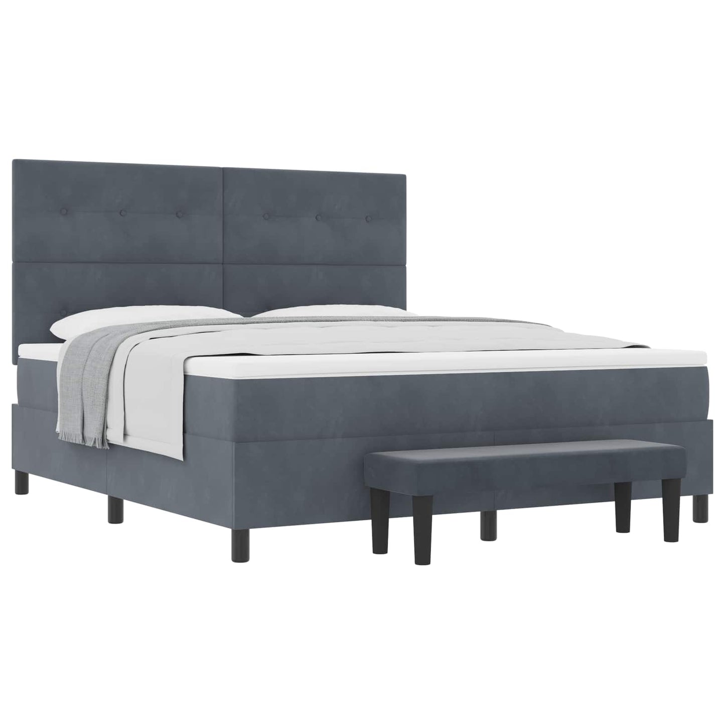 Letto a molle con testiera Grigio scuro 200 x 180 cm Velluto | homemem39