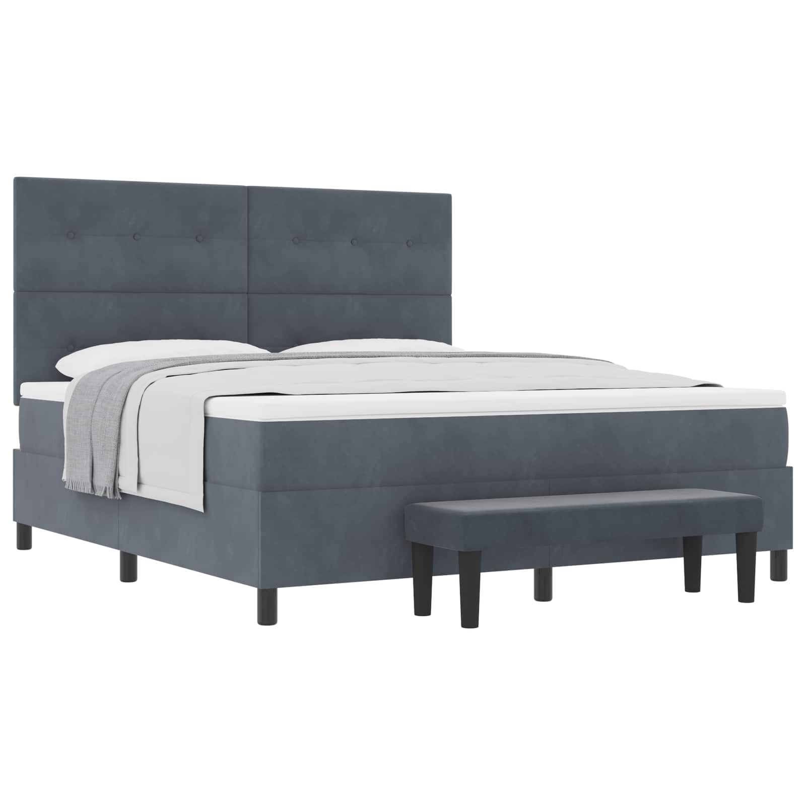 Letto a molle con testiera Grigio scuro 200 x 180 cm Velluto | homemem39