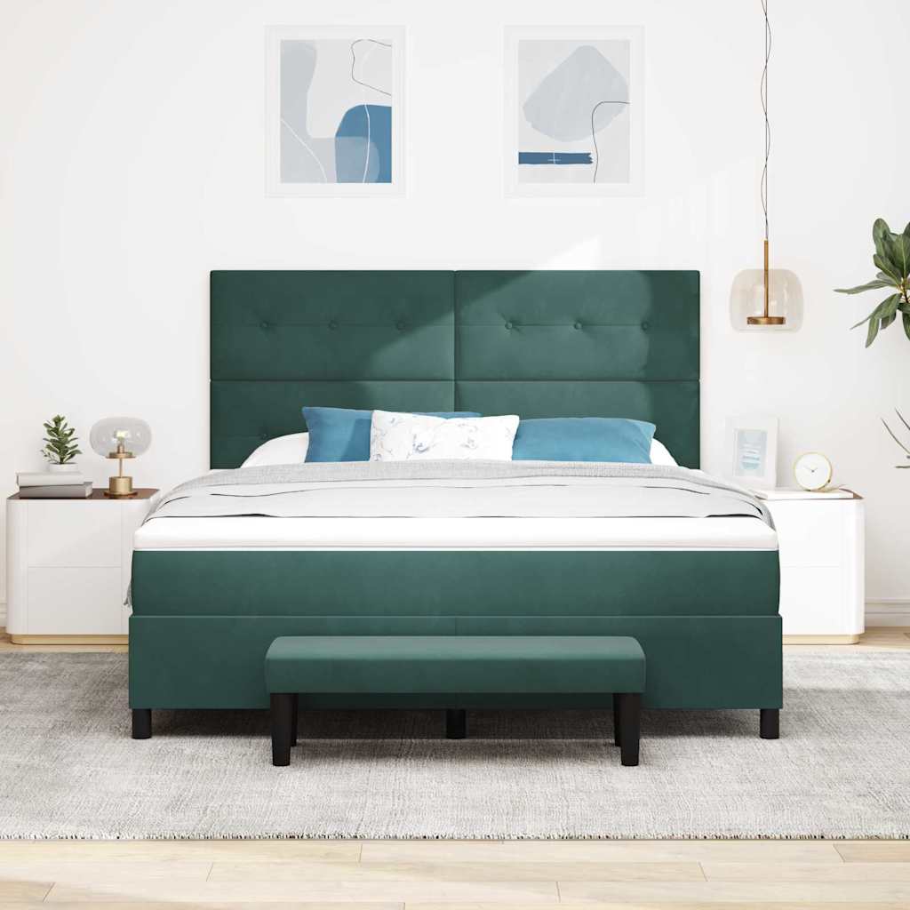 Letto a molle con testiera Verde scuro 200 x 180 cm Velluto | homemem39