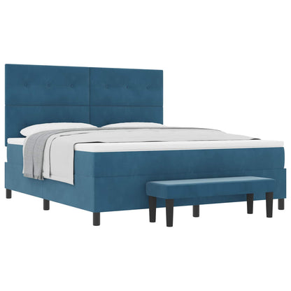 Letto a molle con testiera Blu scuro 200 x 180 cm Velluto | homemem39