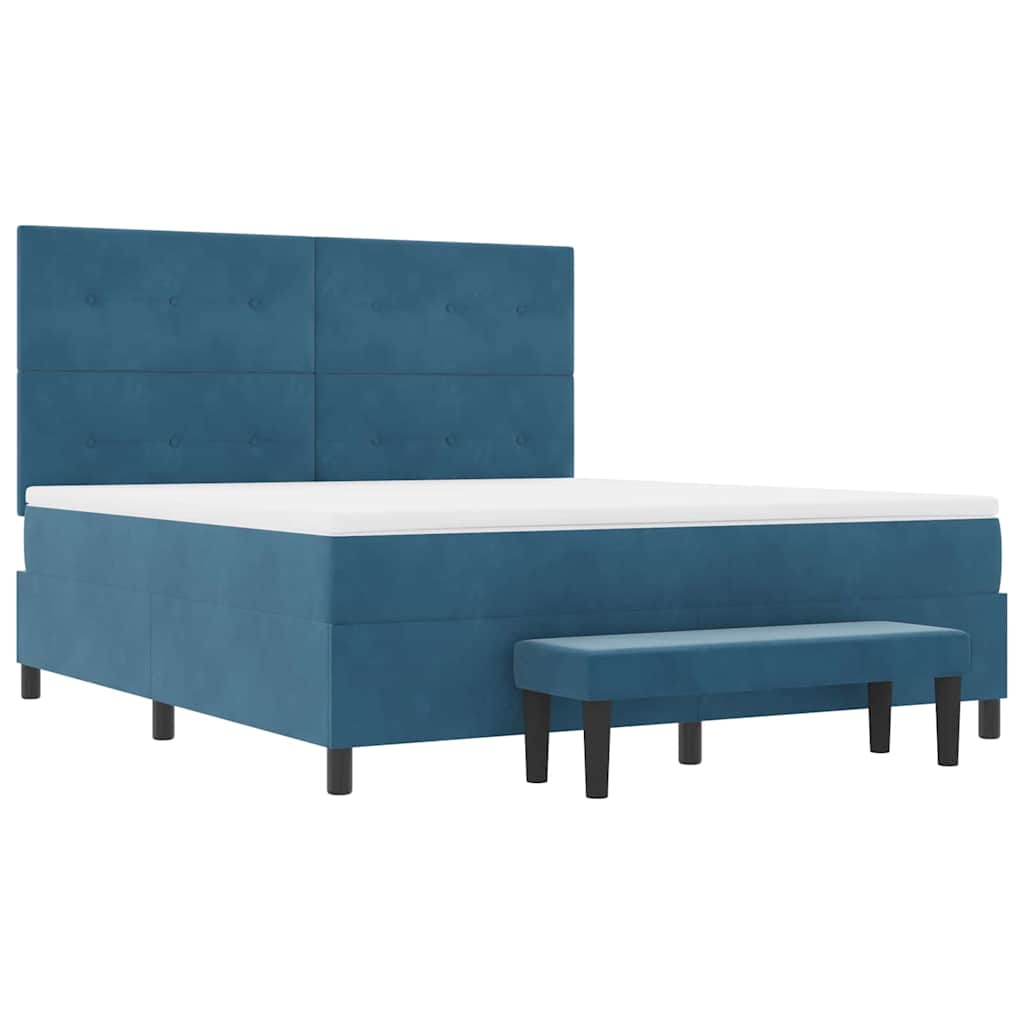 Letto a molle con testiera Blu scuro 200 x 180 cm Velluto | homemem39