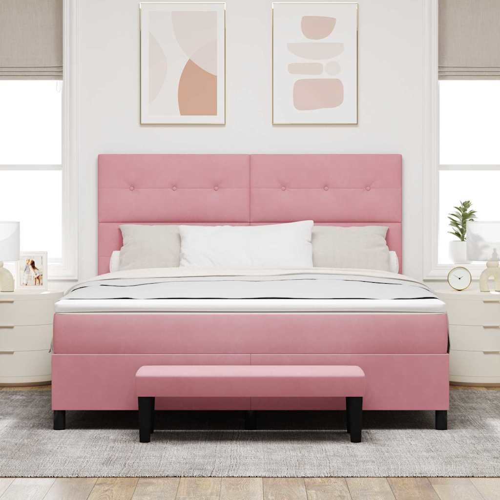 Letto a molle con testiera Rosa 200 x 180 cm Velluto | homemem39