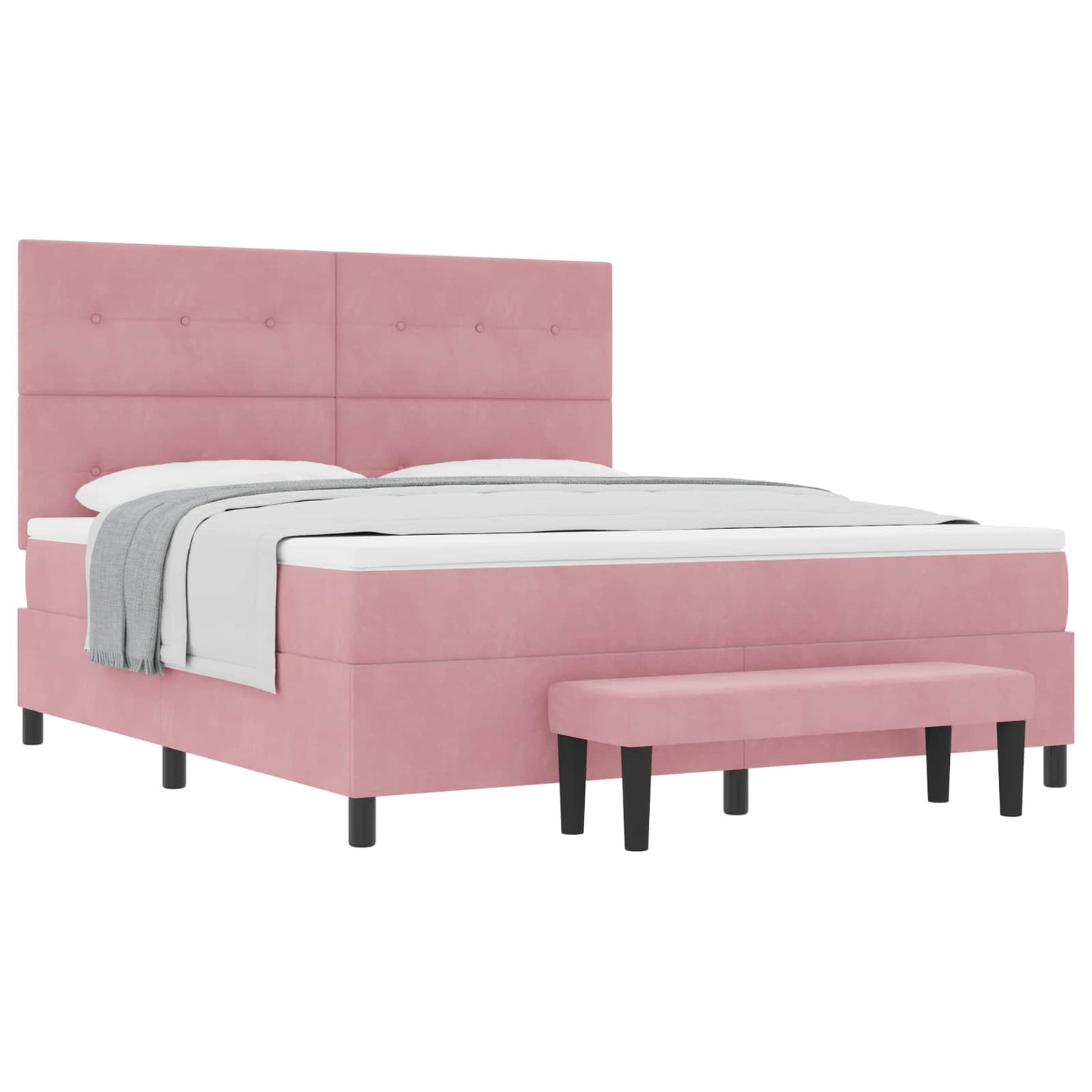 Letto a molle con testiera Rosa 200 x 180 cm Velluto | homemem39