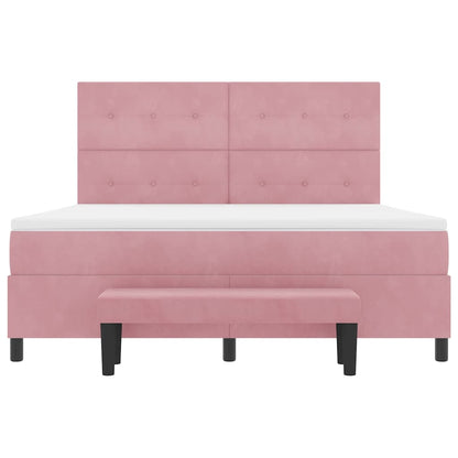 Letto a molle con testiera Rosa 200 x 180 cm Velluto | homemem39