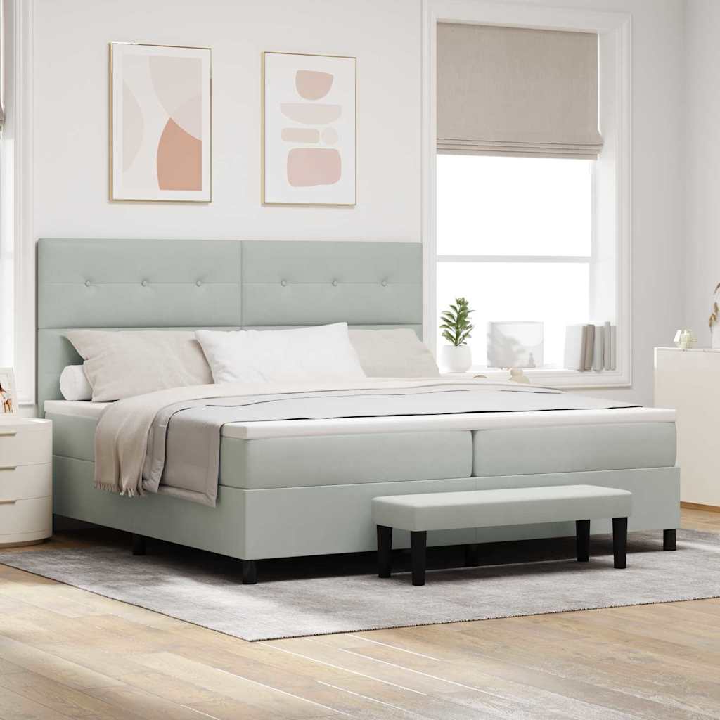 Letto a molle con testiera Grigio chiaro 200 x 200 cm Velluto | homemem39