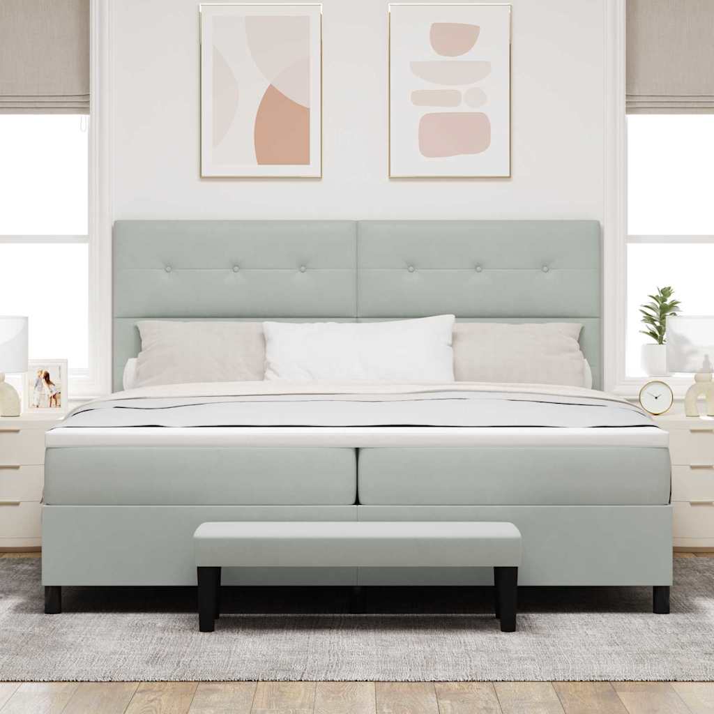 Letto a molle con testiera Grigio chiaro 200 x 200 cm Velluto | homemem39