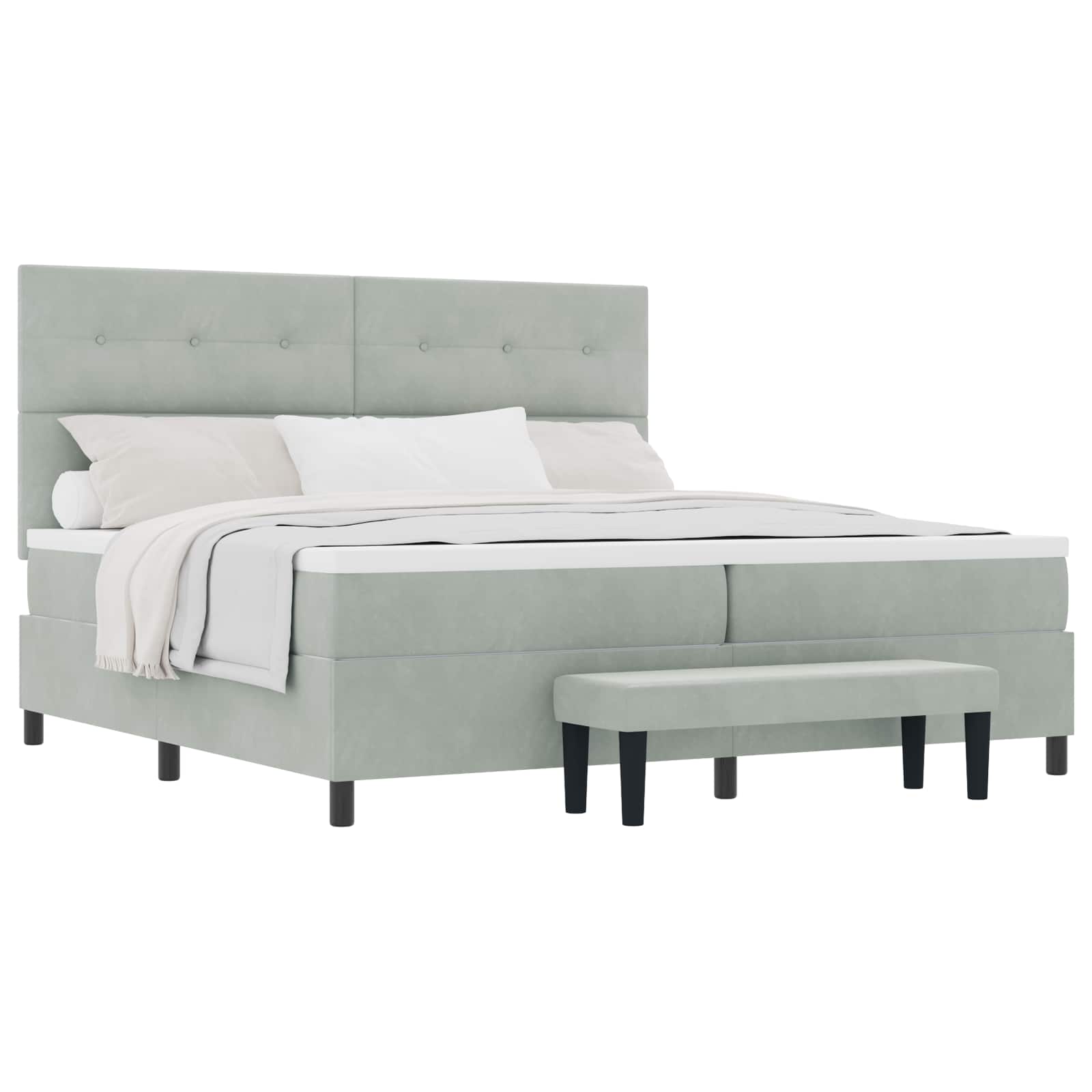 Letto a molle con testiera Grigio chiaro 200 x 200 cm Velluto | homemem39