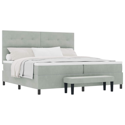 Letto a molle con testiera Grigio chiaro 200 x 200 cm Velluto | homemem39