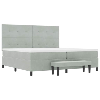 Letto a molle con testiera Grigio chiaro 200 x 200 cm Velluto | homemem39