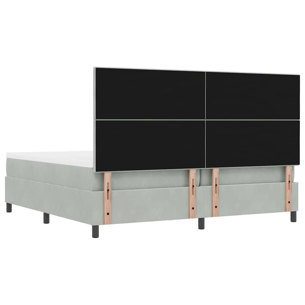 Letto a molle con testiera Grigio chiaro 200 x 200 cm Velluto | homemem39