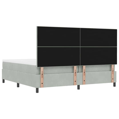 Letto a molle con testiera Grigio chiaro 200 x 200 cm Velluto | homemem39