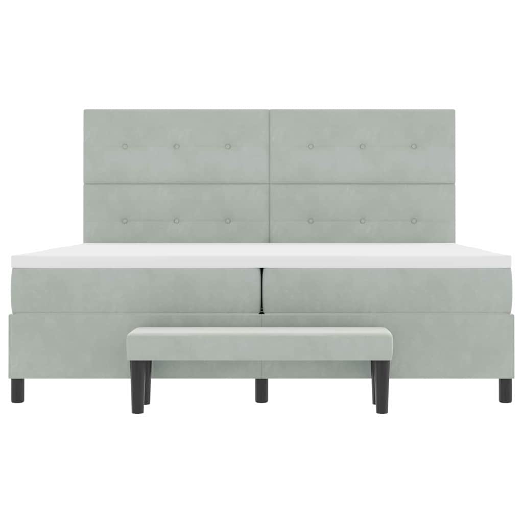 Letto a molle con testiera Grigio chiaro 200 x 200 cm Velluto | homemem39