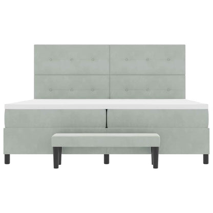 Letto a molle con testiera Grigio chiaro 200 x 200 cm Velluto | homemem39
