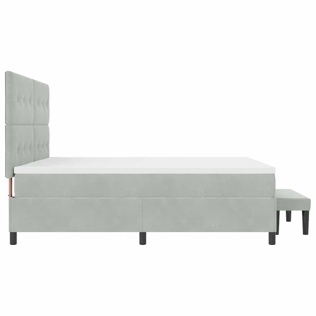 Letto a molle con testiera Grigio chiaro 200 x 200 cm Velluto | homemem39