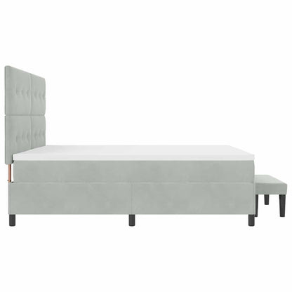 Letto a molle con testiera Grigio chiaro 200 x 200 cm Velluto | homemem39
