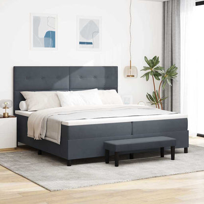 Letto a molle con testiera Grigio scuro 200 x 200 cm Velluto | homemem39