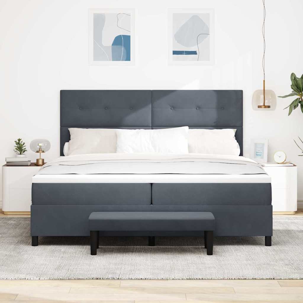 Letto a molle con testiera Grigio scuro 200 x 200 cm Velluto | homemem39