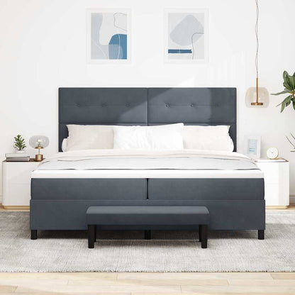 Letto a molle con testiera Grigio scuro 200 x 200 cm Velluto | homemem39