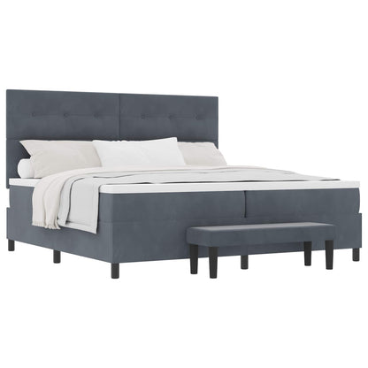 Letto a molle con testiera Grigio scuro 200 x 200 cm Velluto | homemem39