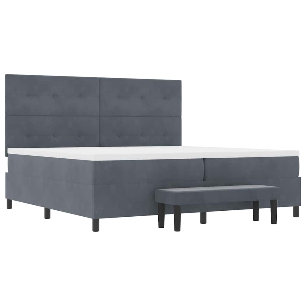 Letto a molle con materasso Grigio scuro 200 x 200 cm Velluto - homemem39