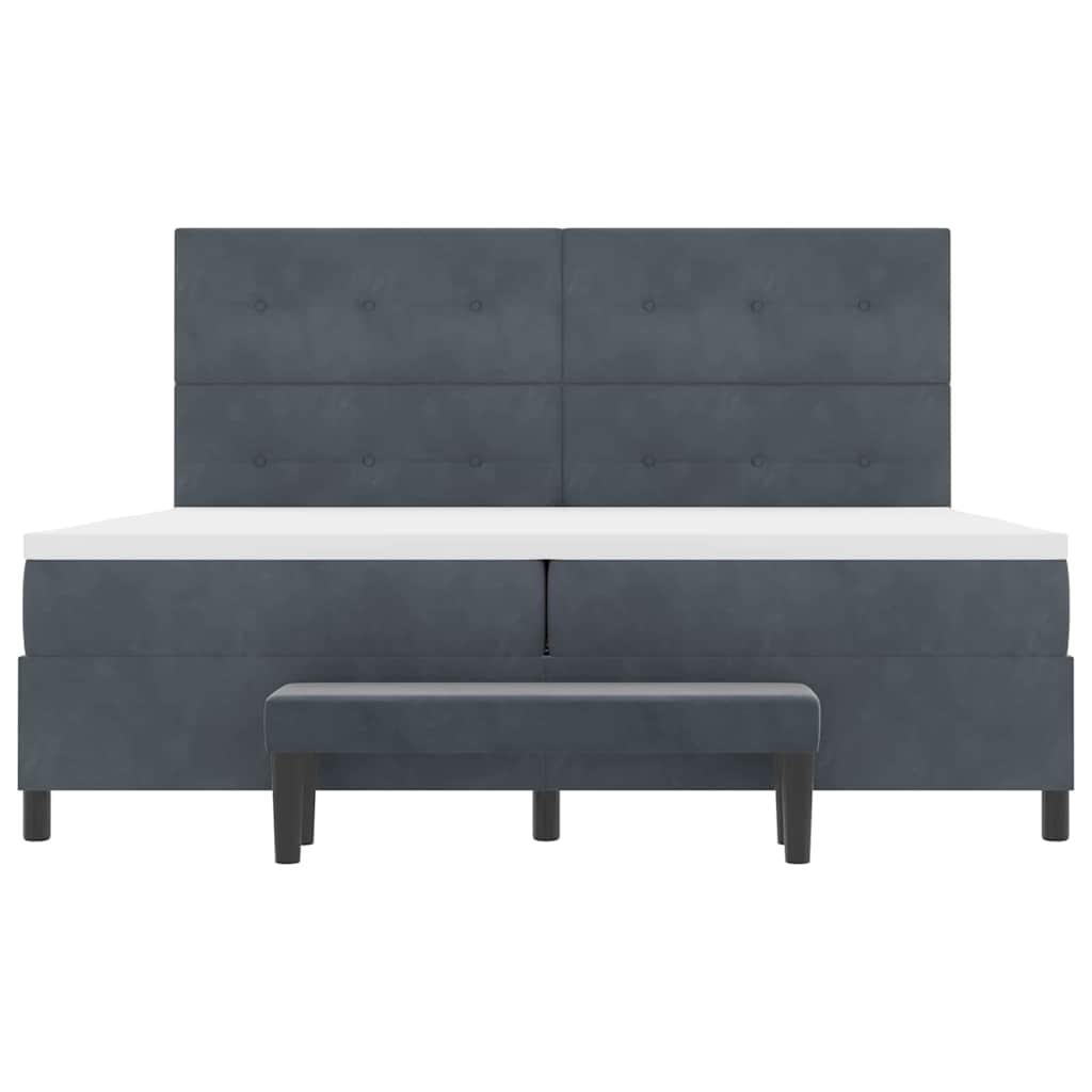Letto a molle con testiera Grigio scuro 200 x 200 cm Velluto | homemem39