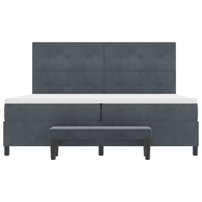 Letto a molle con testiera Grigio scuro 200 x 200 cm Velluto | homemem39