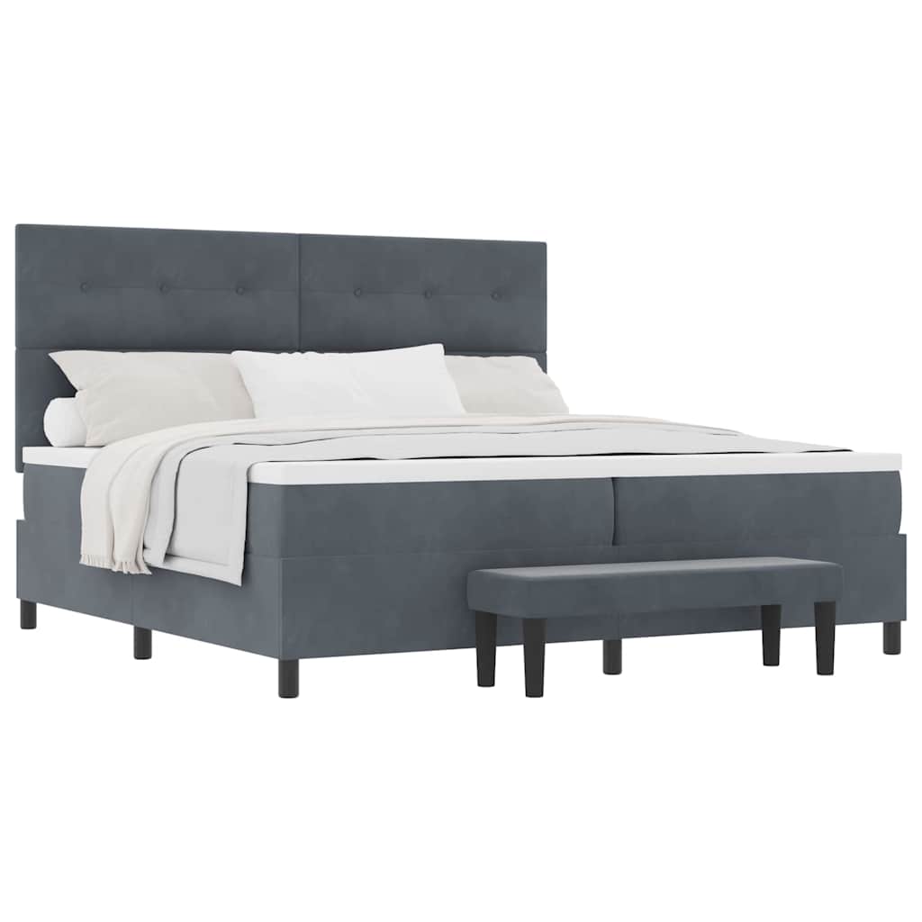 Letto a molle con materasso Grigio scuro 200 x 200 cm Velluto - homemem39