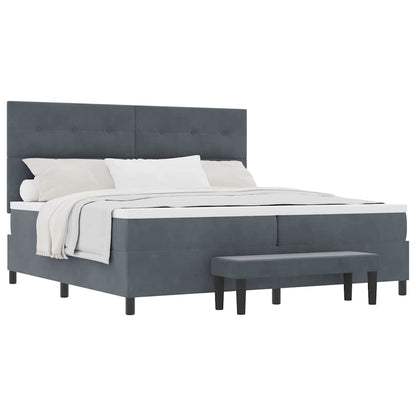 Letto a molle con materasso Grigio scuro 200 x 200 cm Velluto - homemem39