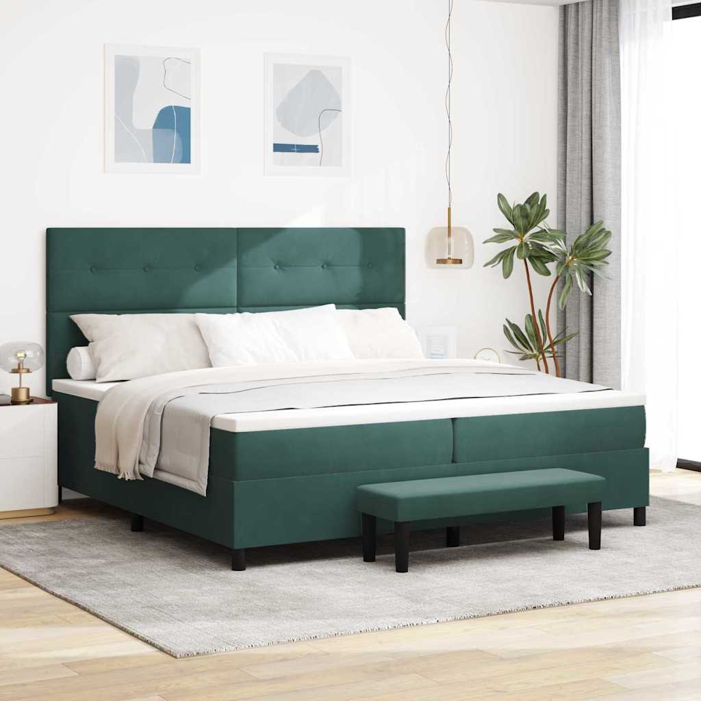 Letto a molle con testiera Verde scuro 200 x 200 cm Velluto | homemem39
