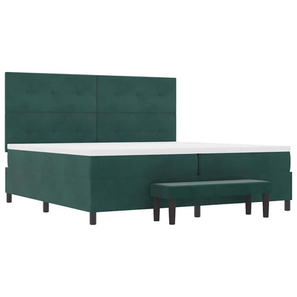 Letto a molle con testiera Verde scuro 200 x 200 cm Velluto | homemem39