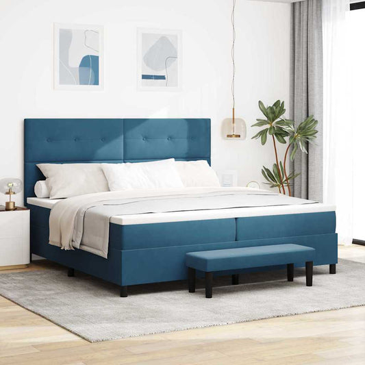 Letto a molle con testiera Blu scuro 200 x 200 cm Velluto | homemem39