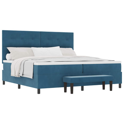 Letto a molle con testiera Blu scuro 200 x 200 cm Velluto | homemem39