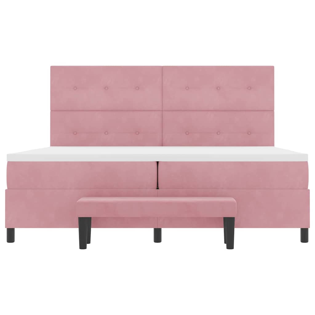 Letto a molle con testiera Rosa 200 x 200 cm Velluto | homemem39